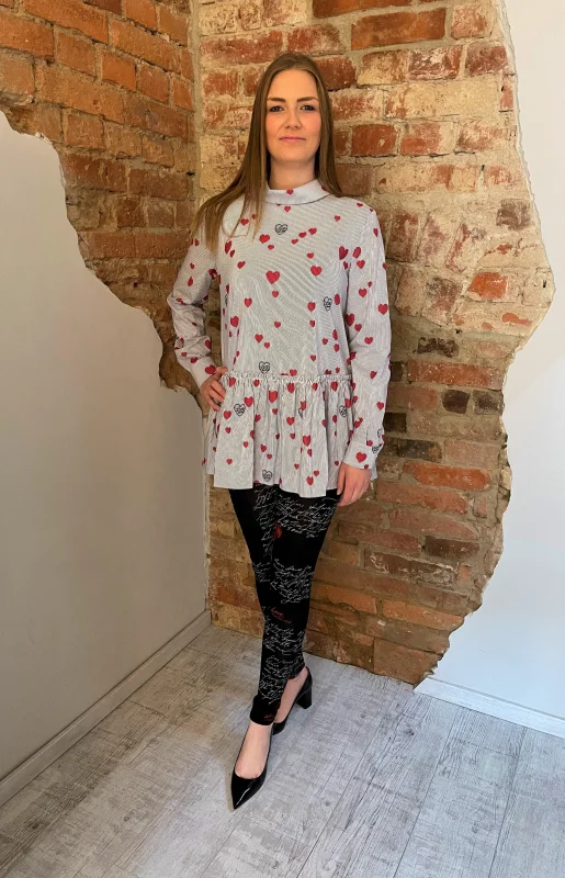 LOVE MOSCHINO Bluse LM POPELINE ALLOVER HEARTS BLOUSE