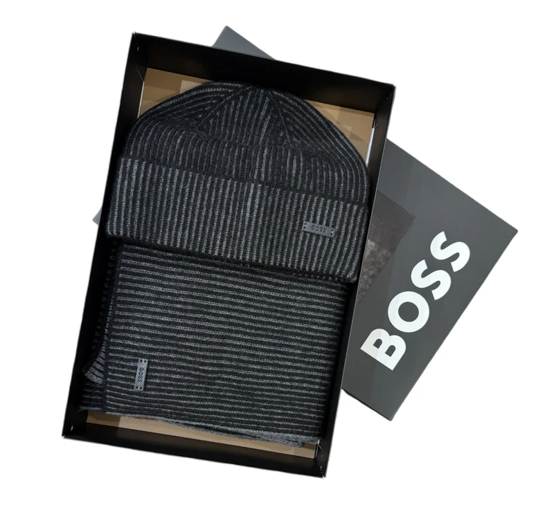 BOSS HBB Geschenkset Schal & Mütze ERCOLE-SET