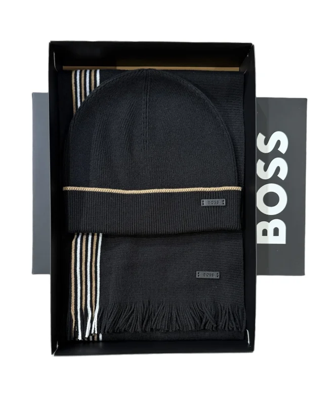 BOSS HBB Geschenkset Schal & Mütze ENZO-SET