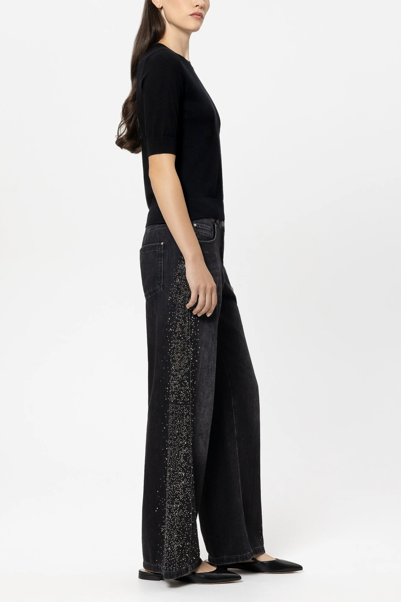 LUISA CERANO Jeans WIDELEG-BLACK-DENIM – Bild 2