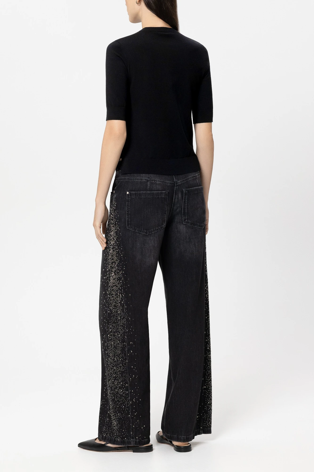 LUISA CERANO Jeans WIDELEG-BLACK-DENIM – Bild 3