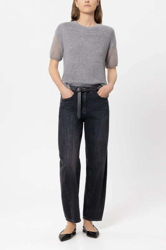 LUISA CERANO Kurzarm-Pullover PAILLETTEN