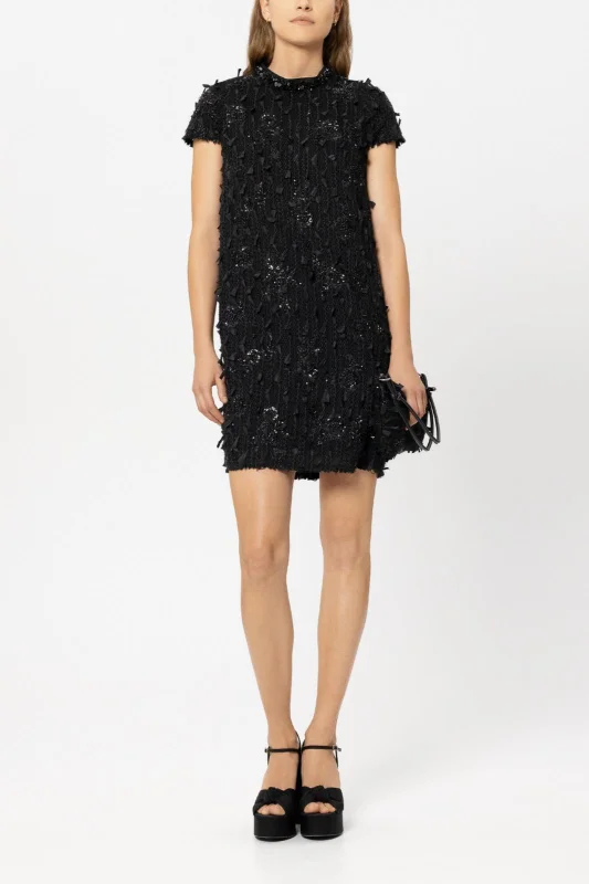 Kleid TWEED-SHIFTDRESS mit Perlen